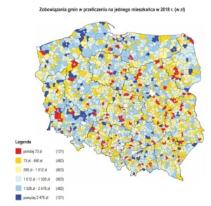 mapa zadłużenia polskich gmin