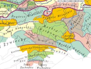 prof. Jerzy Kondracki - fragment mapy Mezoregiony Polski